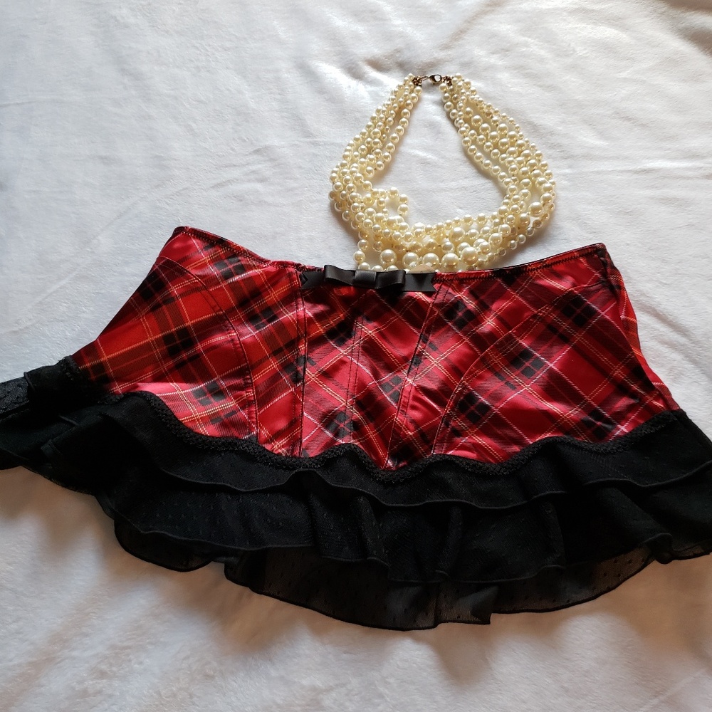 🧚3/$25)Jezebel's Red & Black plaid lingerie skirt
